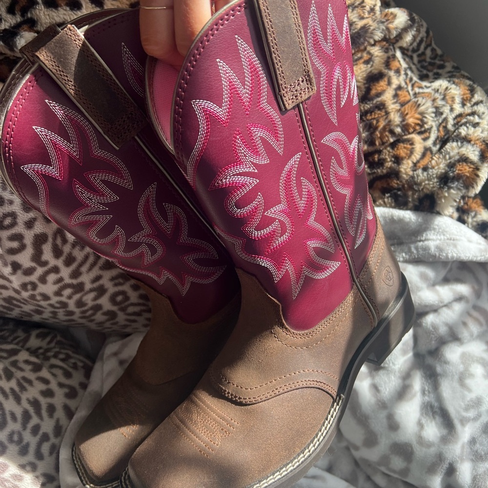 Brown and Pink Ariat Western Boots